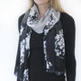 Black And White Floral Voile Scarf Gift Boxed With Card, thumbnail 5 of 6