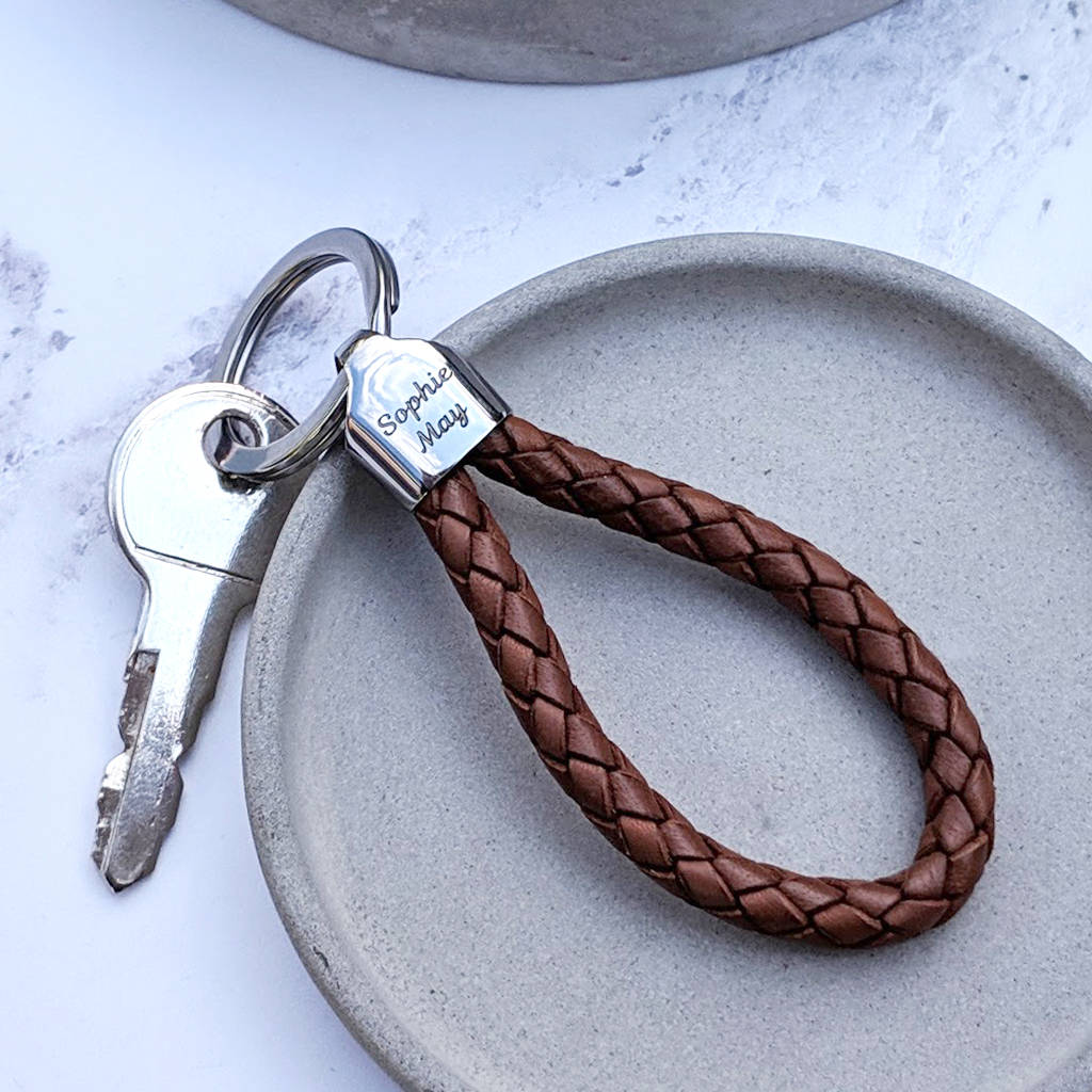 Personalised Handprint Leather Loop Keyring For Him By Hold upon Heart