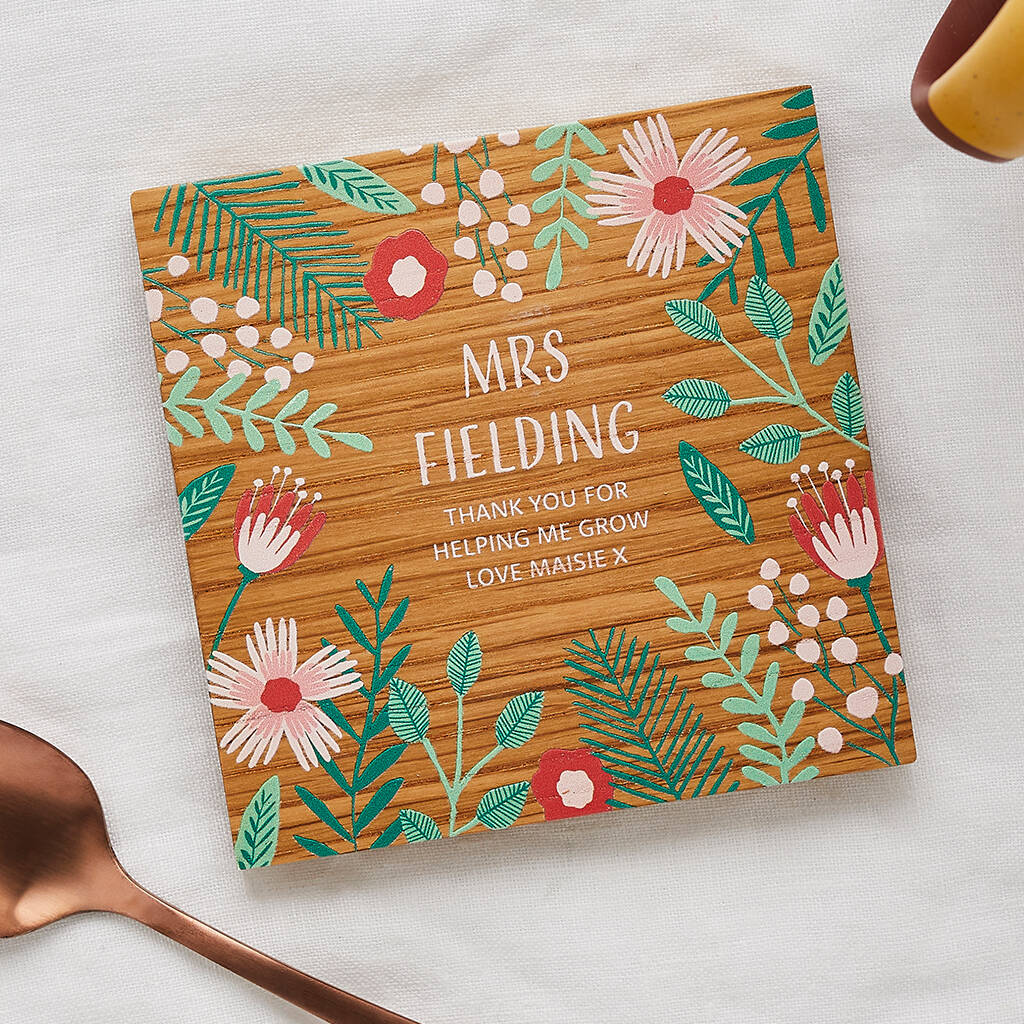 Personalised Floral Coaster Teacher Gift, 1 of 4