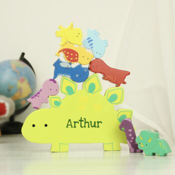 Personalised Wooden Dinosaur Stacker Toy, 6 of 6