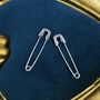 Safety Pin Pull Through Drop Earrings In Sterling Silver, thumbnail 5 of 12