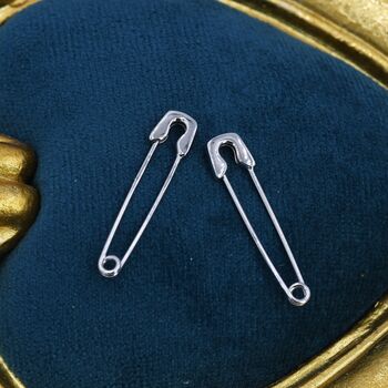 Safety Pin Pull Through Drop Earrings In Sterling Silver, 5 of 12