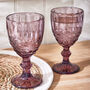 Aurielle Embossed Rose Quartz Wine Glass, thumbnail 1 of 3
