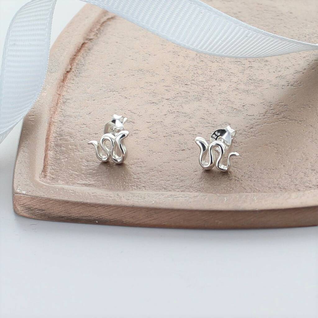 Sterling Silver Snake Stud Earrings By Francesca Rossi Designs