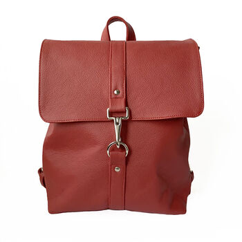 Medium Red Leather Backpack, 3 of 8