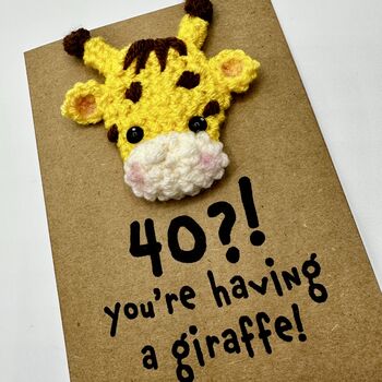 Personalised Age Giraffe Crochet Birthday Card Handmade, 10 of 11