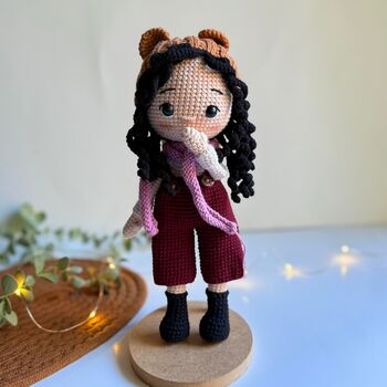 Curly Hair Crochet Doll, Handmade Toys, 10 of 12