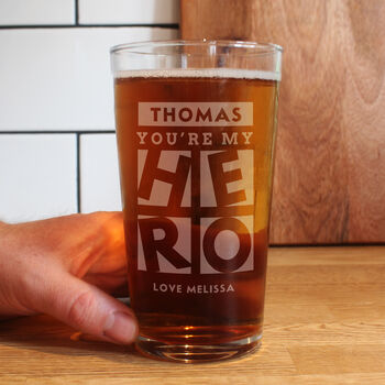 Daddy You're My Hero Pint Glass, 3 of 5