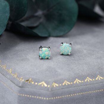 Mint Green Opal Stud Earrings, 6 of 12