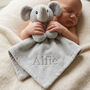 Personalised Grey Elephant Baby Comforter, thumbnail 1 of 4