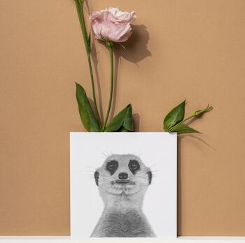 Myra The Meerkat Luxury Blank Greeting Card, 3 of 4