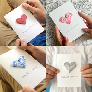 Personalised Anniversary By Year Origami Heart Card, 10 of 12