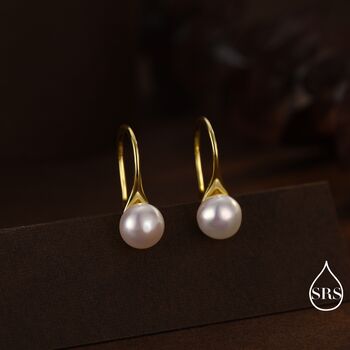 Genuine Freshwater Pearl Drop Hook Earrings, 3 of 11