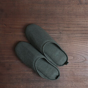 Japanese Linen Slippers Khaki Green, 6 of 7