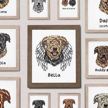 Personalised Bingley Terrier Dog Portrait Print With Flowers, 6 of 10