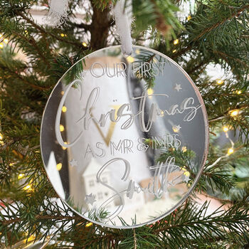 Personalised 'First Christmas Married' Tree Decoration, 2 of 8