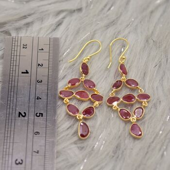 Red Ruby Earrings, Gold Plated Sterling Silver Earrings, 4 of 10