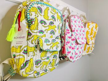 Handmade Kids Pink Flamingo Quilted Backpack, 6 of 7