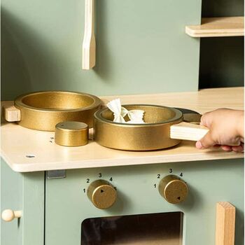 Personalised Wooden Sage Green Toy Kitchen, 3 of 4