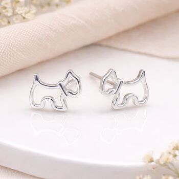 Sterling Silver Scottie Dog Stud Earrings – 10mm X 6mm, 4 of 9