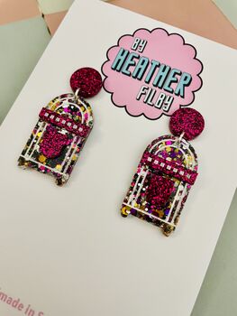 Jukebox Glitter Resin Earrings, 3 of 4