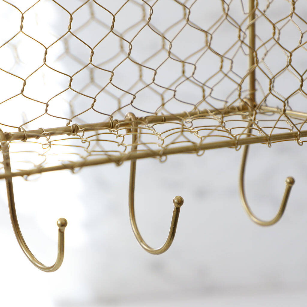 Brass Bathroom Wall Storage Baskets With Hooks By Dibor