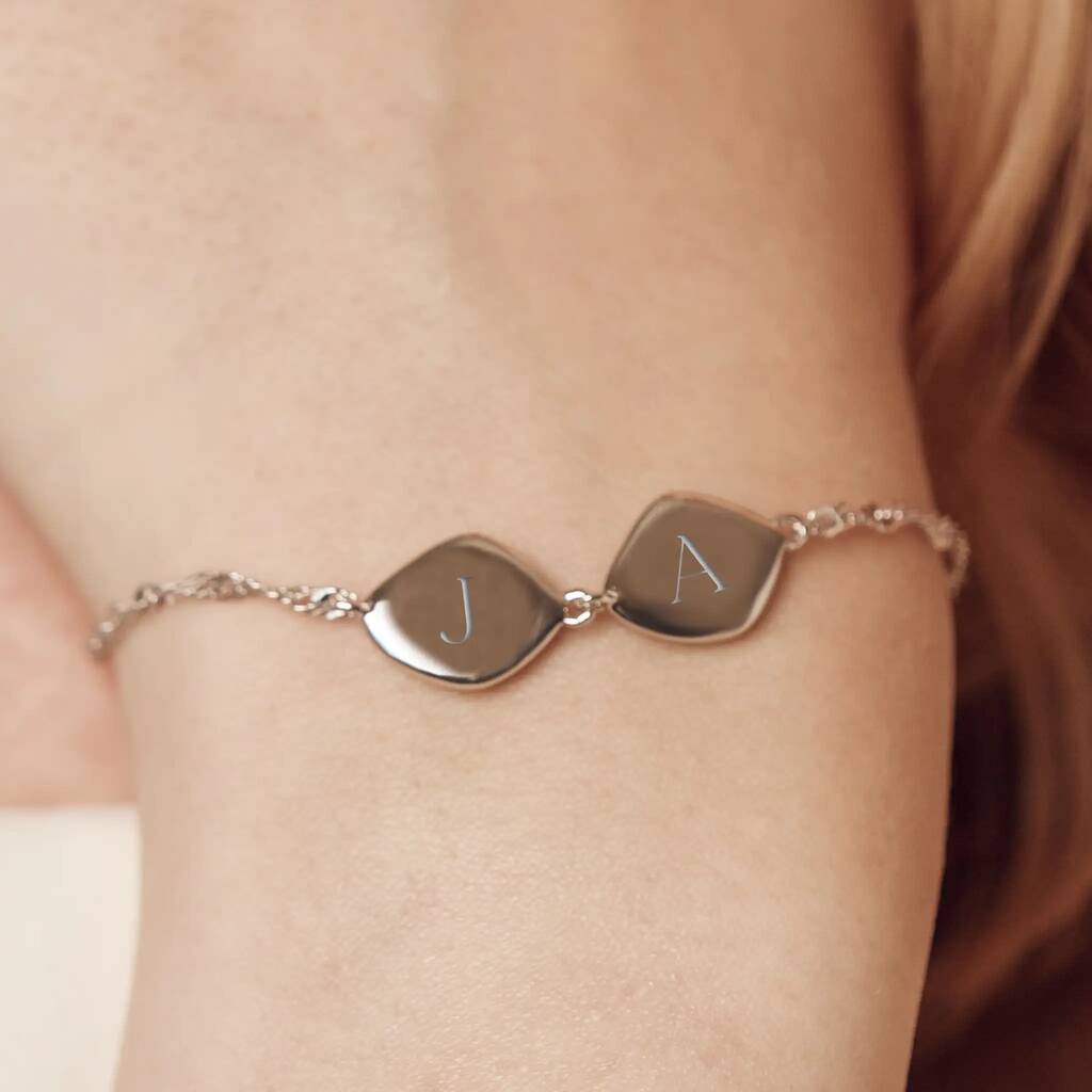 Family Name Bracelet, Sterling Silver Two Organic Pebbles, 1 of 5