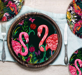 Exotic World Flamingo Bone China Plate In Midnight Blue Medium, 2 of 4