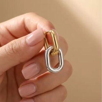 Two Tone Chain Link Hoop Earrings, 5 of 5