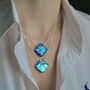 Blue Fused Glass Pendant Necklace, thumbnail 8 of 10