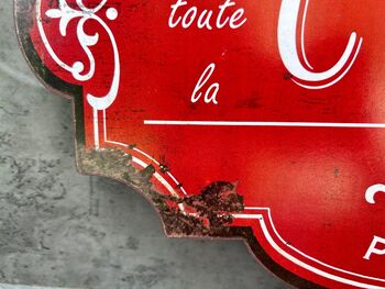 French Kitchen Metal Sign Vintage Red Cuisine Plaque, 3 of 7