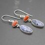 Red Coral, Blue Sapphire Earrings, thumbnail 1 of 6