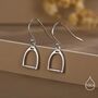 Sterling Silver Equestrian Stirrup Drop Earrings, thumbnail 1 of 11