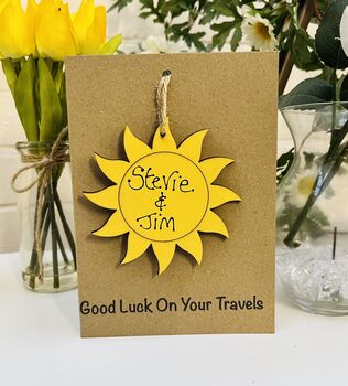 Personalised Good Luck On Your Travels Card Keepsake, 2 of 3