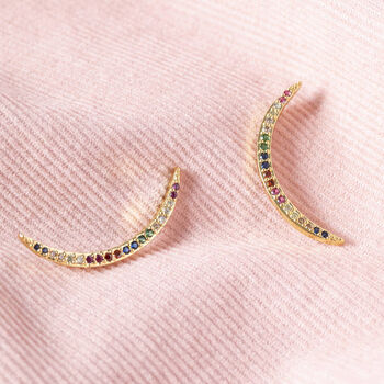 Curved Rainbow Crystal Earrings, 2 of 3