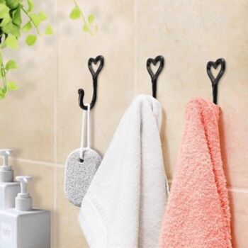 Heart Hanging Coat Hooks Wall Mounted 5pc Iron Holders, 3 of 5