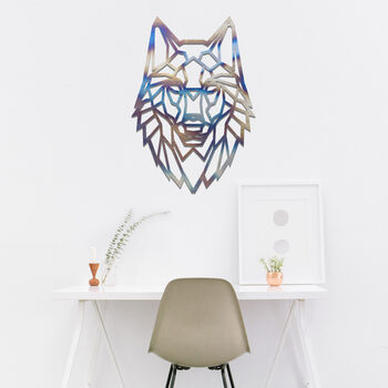 Metal Wolf Art Geometric Design Contemporary Decor, 8 of 11