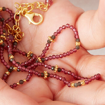 Ruby And 18 K Gold And Silver Beaded Short Necklace, 8 of 12