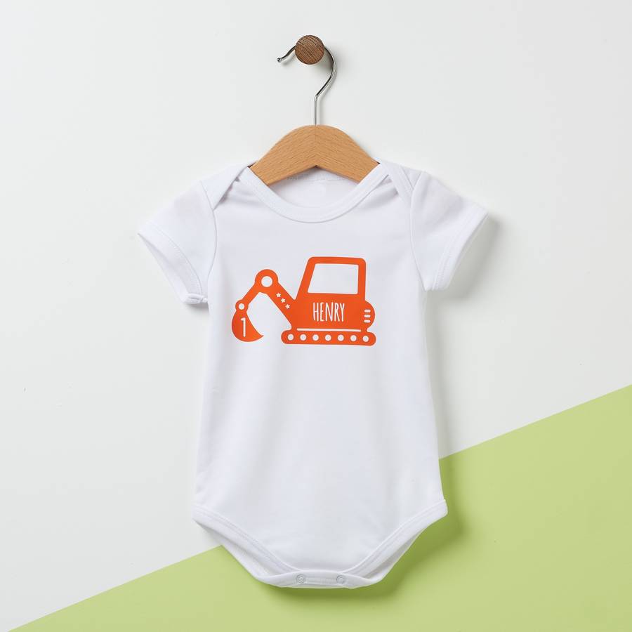 Personalised Digger Baby Grow, 1 of 9
