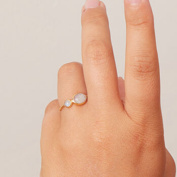 White Moonstone Oval Double Stacking Ring, 2 of 11