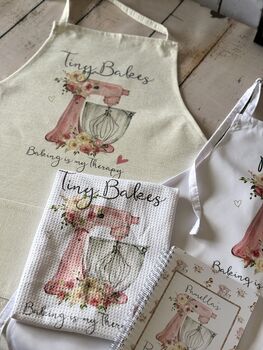 Personalised Apron, Watercolor Pink Baking Gift, 4 of 12