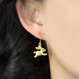 Gold Plated Sterling Silver Bouncing Bunny Earrings, thumbnail 2 of 4