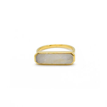 Sustainable 18 K Gold Vermeil Rainbow Moonstone Ring, 3 of 5