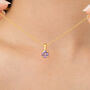 Lavender Amethyst Solitaire Pendant Necklace In Silver And Gold, thumbnail 2 of 11