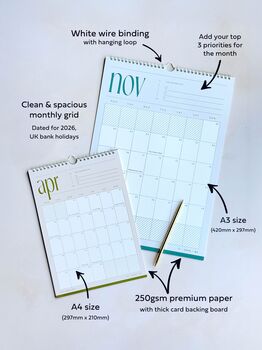 2026 Minimalist Wall Calendar In Large A3 Or A4, 7 of 10