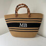 Personalised Lena Rope Stripe Bamboo Handle Tote Beach Bag, thumbnail 4 of 6