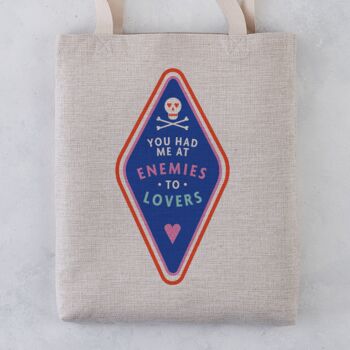 'You Had Me At Enemies To Lovers' Book Lover Tote Bag, 2 of 5