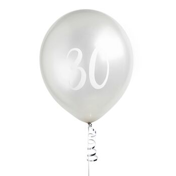 Five Silver 30th Birthday Party 30 Balloons, 2 of 2