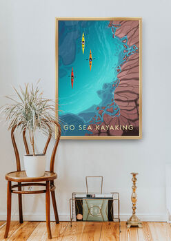 Go Sea Kayaking Travel Poster Art Print, 5 of 8