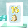 Hedgehog 16th Birthday Card, thumbnail 1 of 8